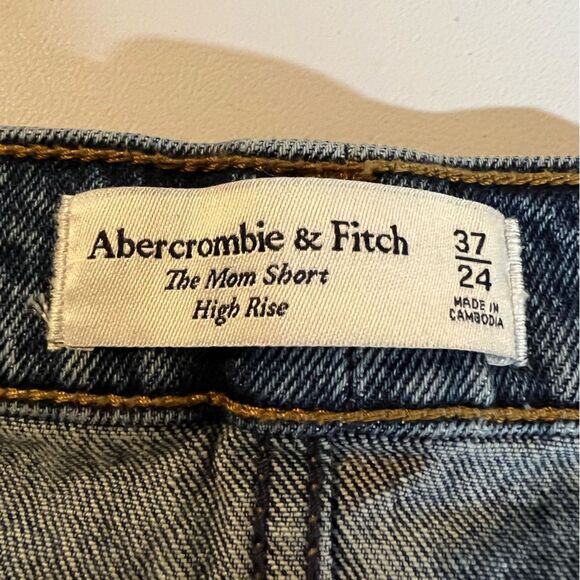 Abercrombie & Fitch The Mom Short High Rise Denim Cut off Shorts W37 Plus sz 24 - Picture 4 of 7